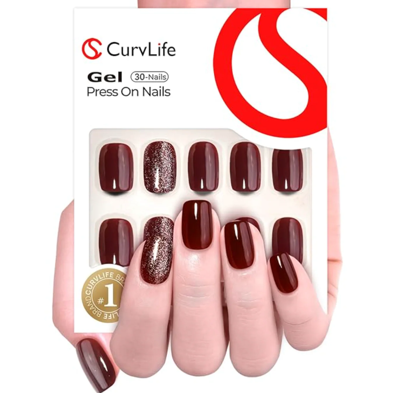 Burgundy Bling – S Squoval
