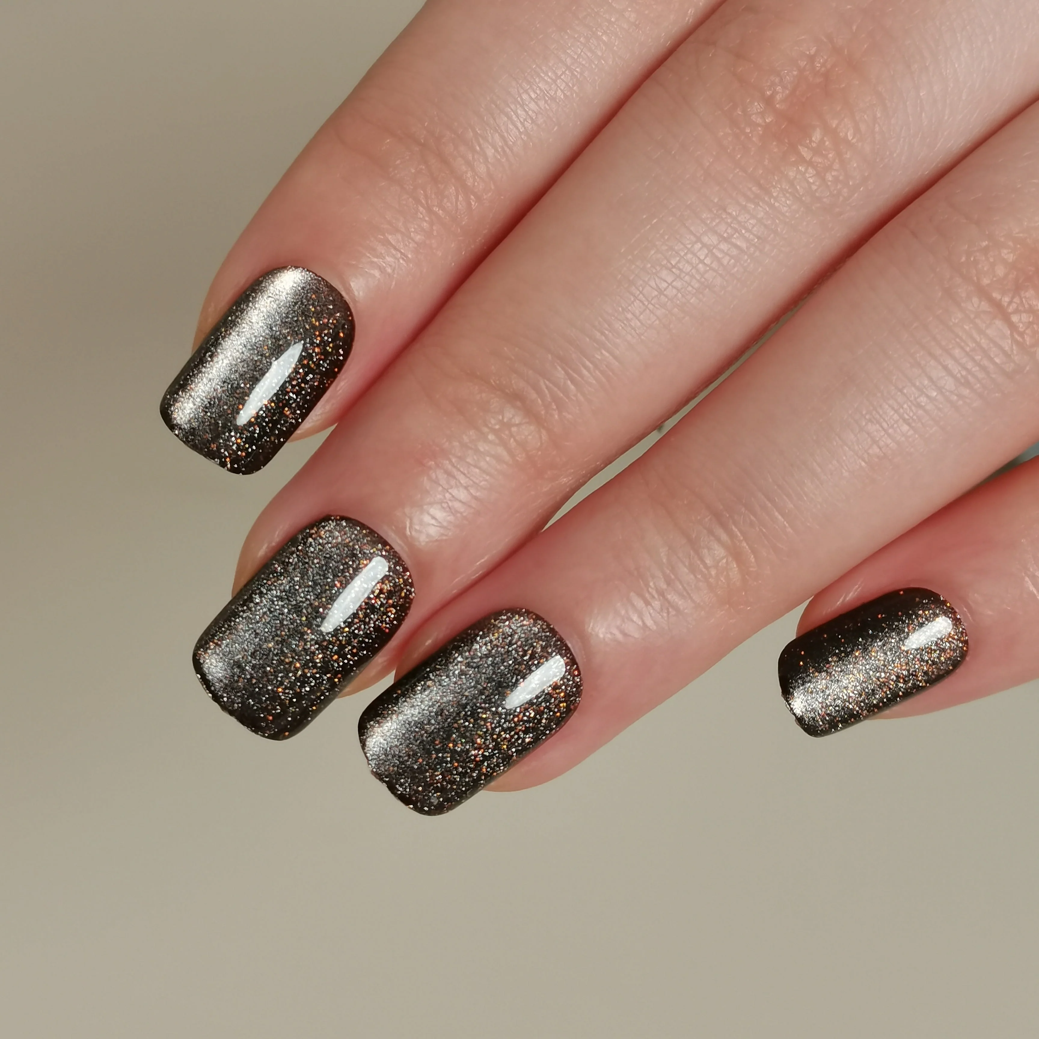 Charcoal Glitter – S Squoval - Image 3