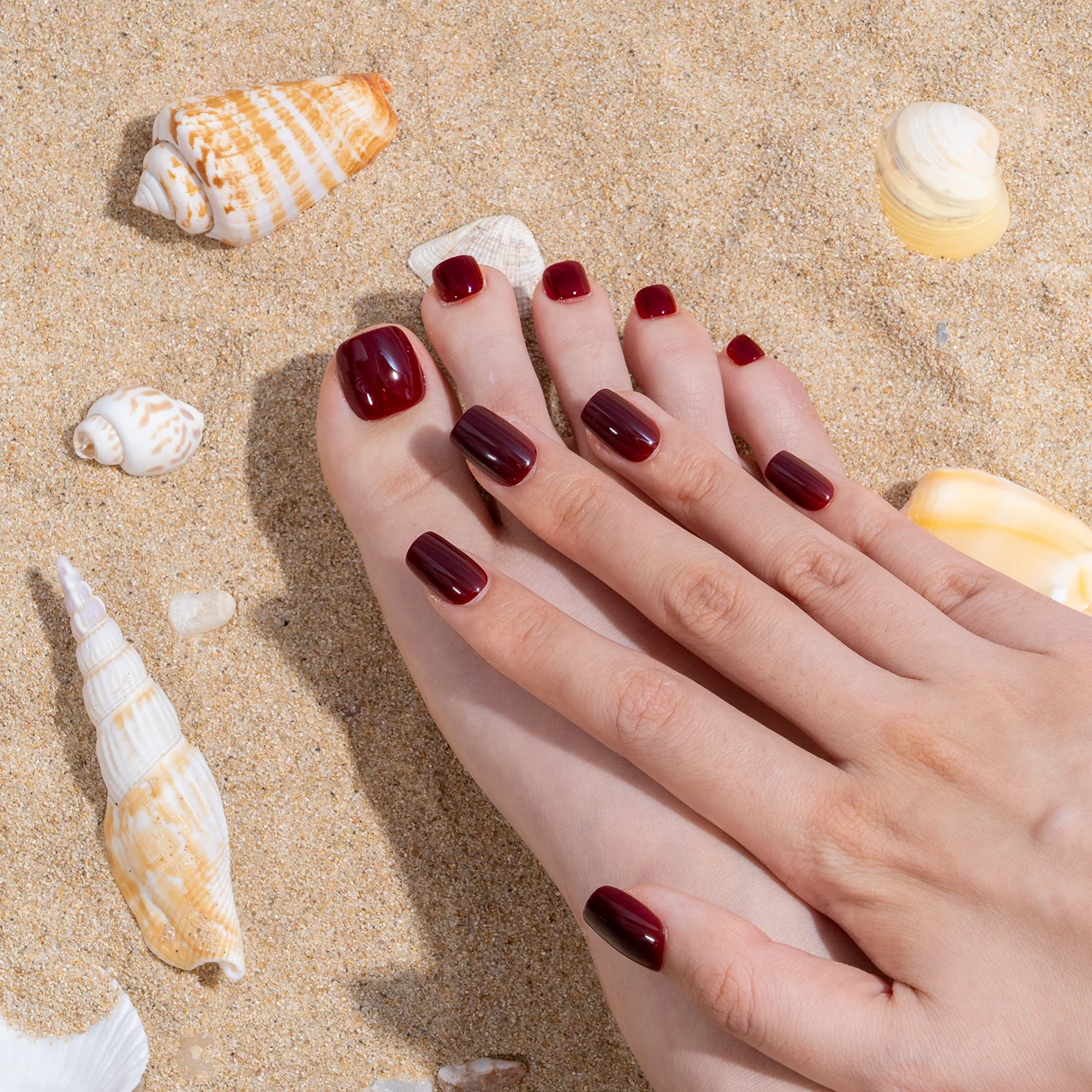 Burgundy Toe - Squoval Toenails - Image 5