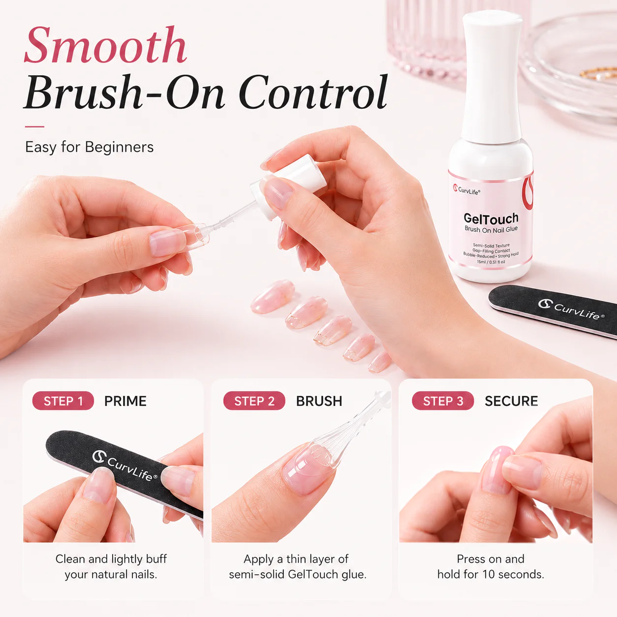 Gel Touch Brush-On Nail Glue - Image 4