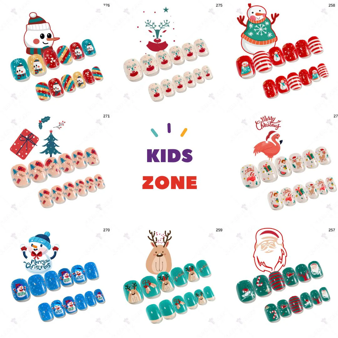Mini press on nails for kids 24Pcs-12Size PNT-27 - Image 34