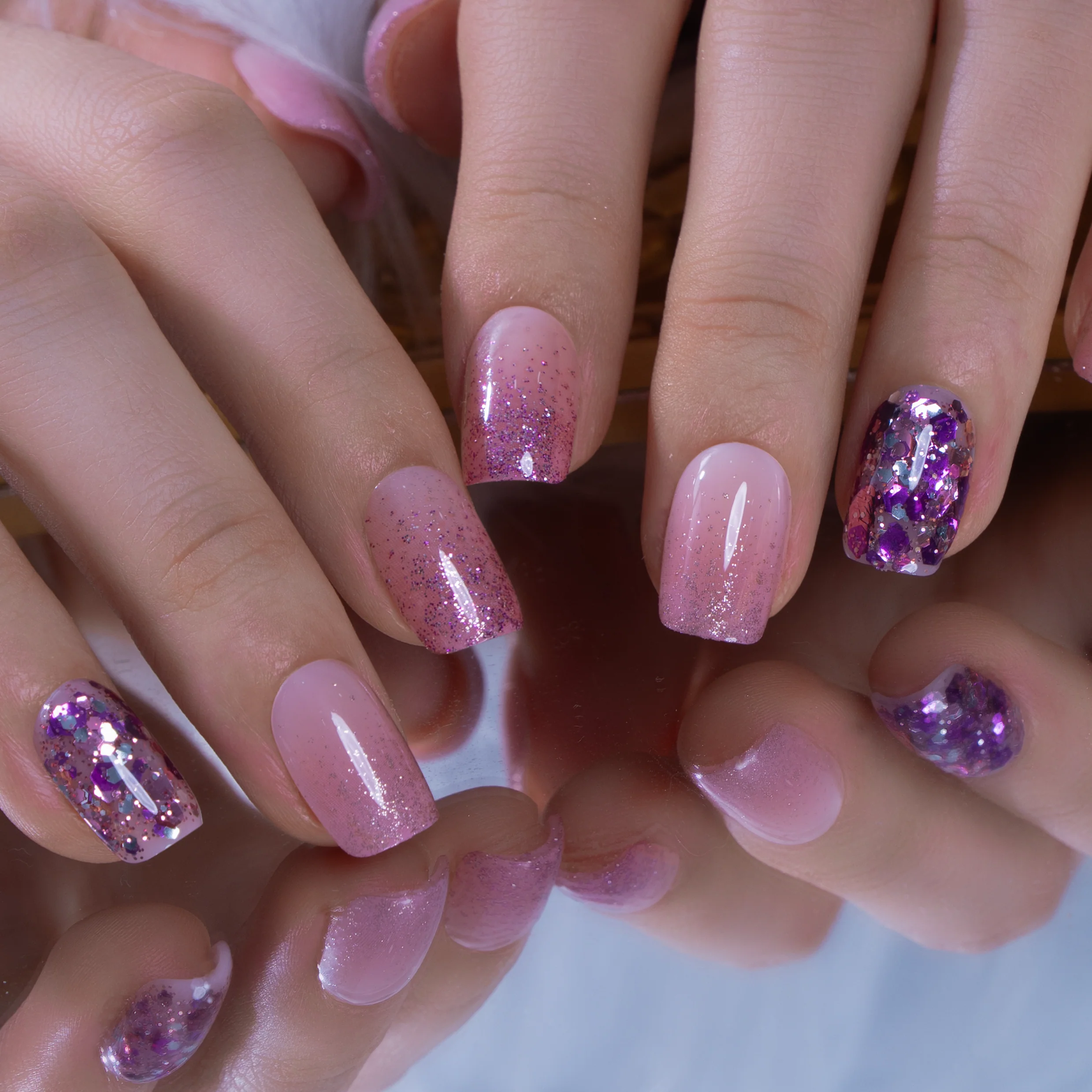 Blush Glitter – S Squoval - Image 2