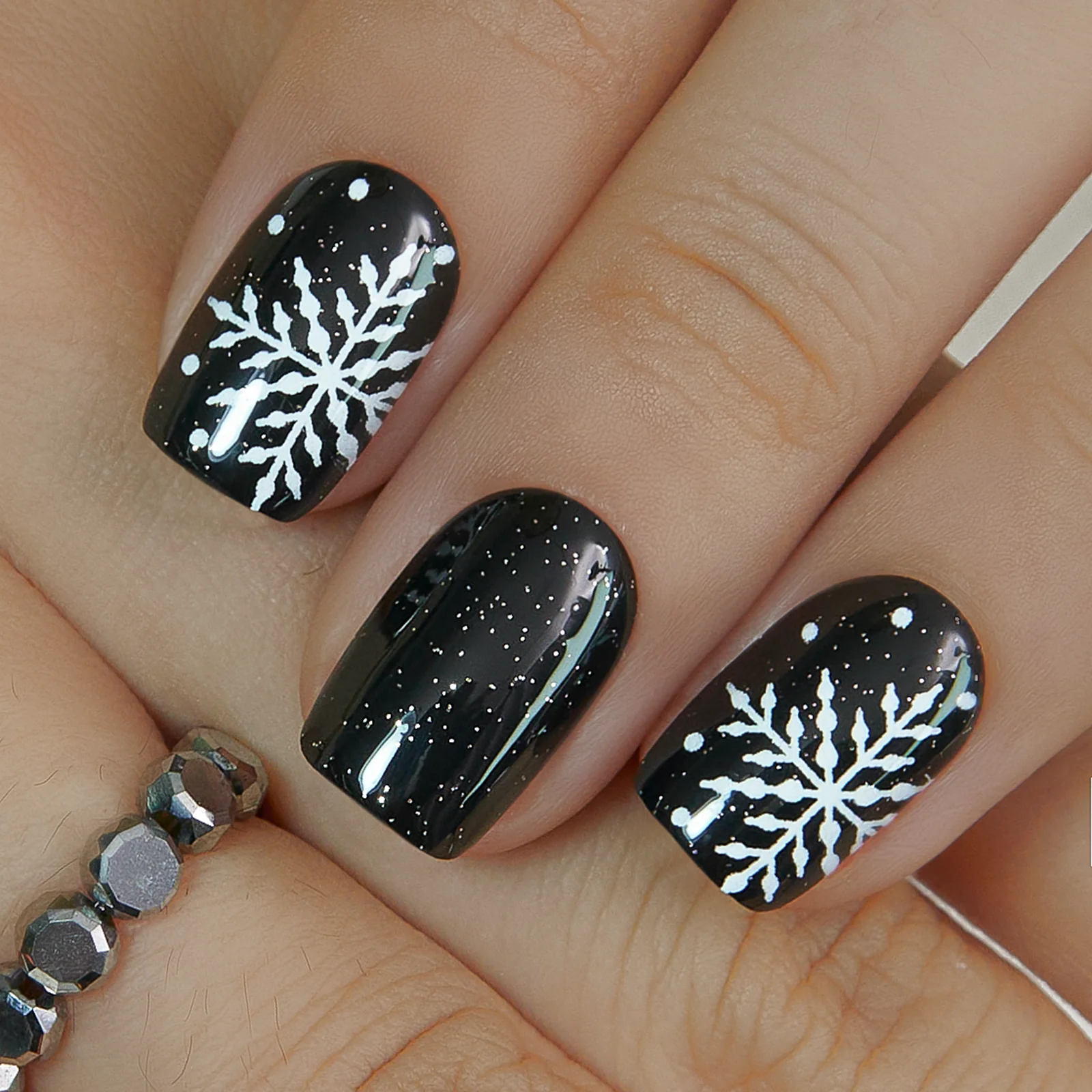 Starry Snowflakes – S Squoval - Image 3