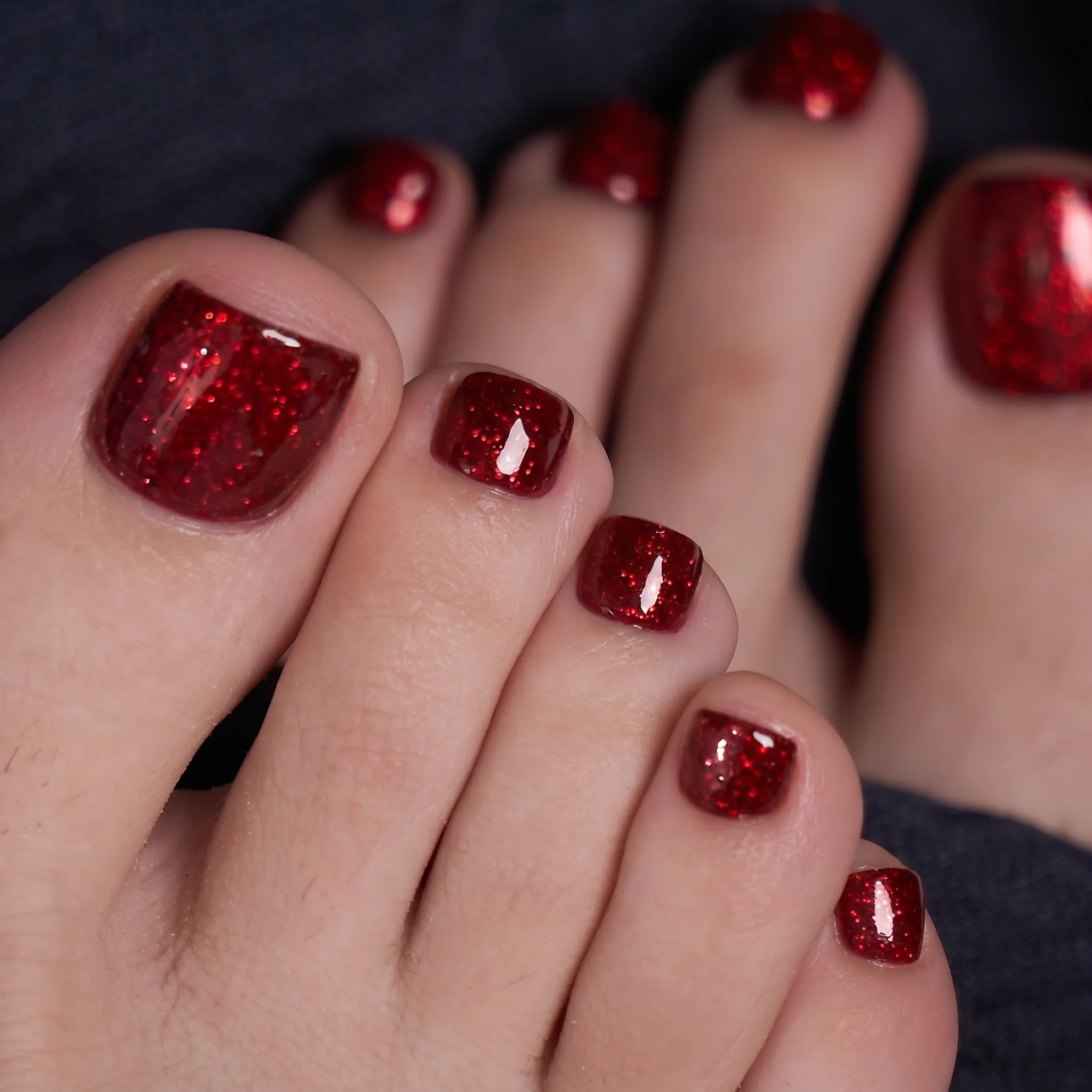 Scarlet Dazzle - Squoval Toenails - Image 3